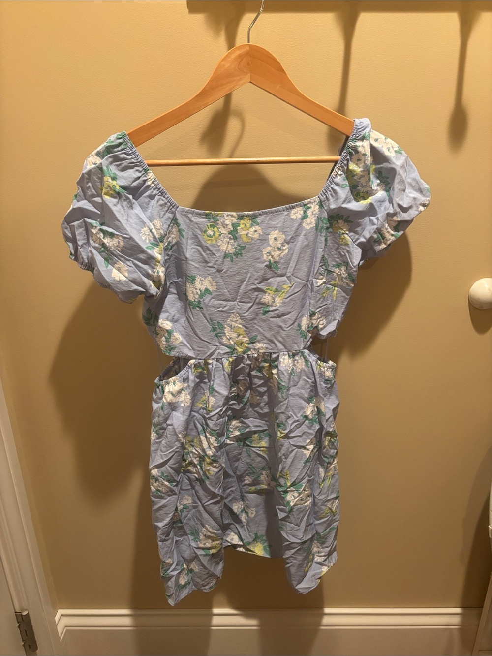 Sadie & Sage Light Blue Floral Puff Sleeve Dress